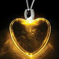 Light Up Necklace - Acrylic Heart Pendant - Amber